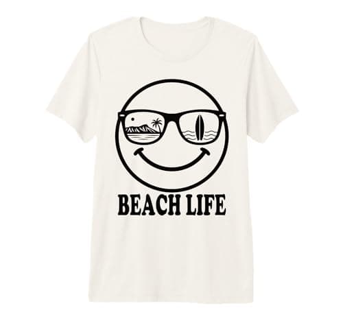Beach Life Happy Face Sunglasses Surf Island Ocean Design Premium Tri-Blend T-Shirt
