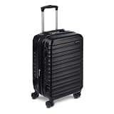 Amazon Basics 21" Hardside Carry-On Luggage with Spinner Wheels, Expandable for Up to 25% More Space, Scratch-Resistant Hard Shell, Telescoping Handle, Black