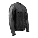 Milwaukee Leather MDM1003 Men's Black Denim Motorcycle Jacket with Leather Sleeves and Patch Back - Large