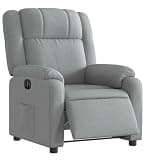 HGLADYU Electric Recliner Chair with Side Pocket, Light Gray Fabric Power Reclining Armchair with 135 Degree Tilt