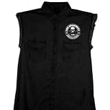 Milwaukee Leather Mens '2nd Amendment America's Original Homeland Security' Sleeveless Black Denim Shirt-MPMH115032-BLACK-4X