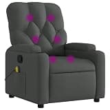 HGLADYU Manual Recliner Chair with 6 Massage Points, Dark Grey Fabric Vibration Massage Recliner, 135-Degree Tilt, Cup Holders and Side Pocket, Wood and Metal Frame