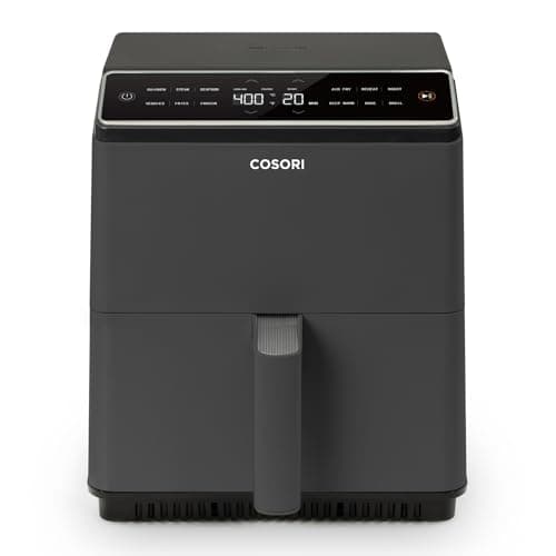 Cosori Air Fryer 6.8-Qt, 12 One-Touch Functions, Dual Heating Elements for Even Cooking, Ceramic-Coated Nonstick Basket, Dishwasher-Safe, 1750W, Family Size for 4-6, Gray