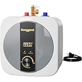 Ganggend 2.5 Gallon Electric Water Heater, 1500W 110V Mini Tank Under Sink Instant Hot Water Heater with Pressure Release Valve, Digital Display for Kitchen, RV, Laundry, Food Truck