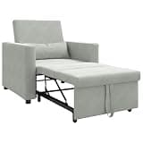 KTPRTOCK 3-in-1 Convertible Single Sofa Bed with Wheels, Light Grey Velvet Pull Out Sofa Bed, Modern Adjustable Recliner and for Living Room