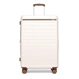 Kono 28 Inch Large Suitcase, Expandable for Long Trips, Impact-Resistant ABS+PC & Silent Wheels, White