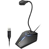 CMTECK USB Computer Microphone, Plug & Play Omnidirectional Desktop Mic for PC & Laptop, 360 Degree Adjustable Gooseneck, Mute Button with LED Indicator, Noise-Cancelling, Compatible with Windows/Mac