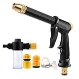Powerful High Pressure Water Gun for Hose – Long Barrel Car Wash Sprayer with 3 Connectors & Foam Pot – Boosted Pressure for Cleaning Cars, Patio, Garden, Siding