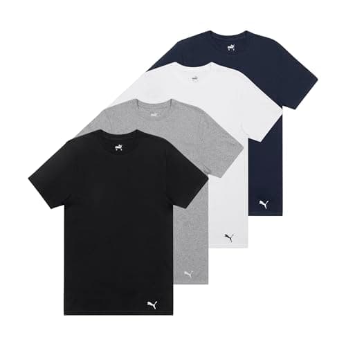 Puma Men's 4 Pack Crew Neck Tee, Navy/Grey, Small