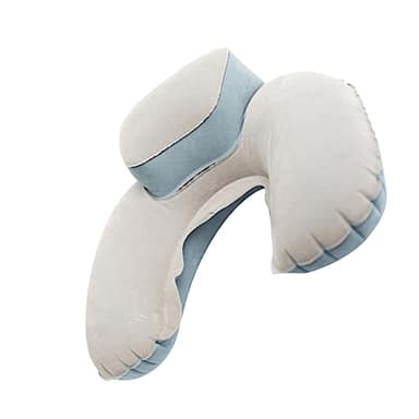 QUMIIRITY Inflatable U-Shaped Travel Pillow Lightweight and Neck Cushion for Comfort During Camping and Outdoor Activities Grey Includes Earplugs