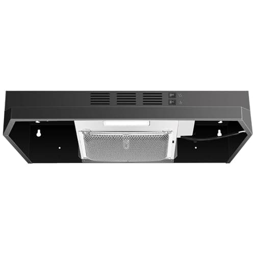 SNDOAS Black Range Hood 24 inch,Ducted/Ductless Range Hood Under Cabinet,Black Coating Stainless Kitchen Exhaust Hood with 2-speed Fan,230 CFM,Rocker Switch,Hard-wired Stove Vent, Ventless Hood
