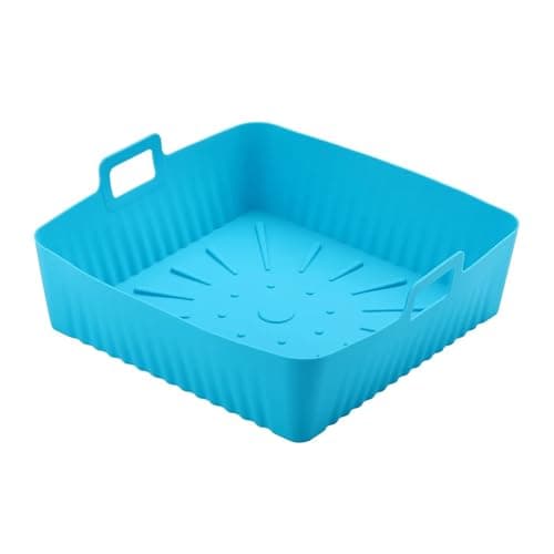 XXL 9inch Silicone Air Fryer Basket，Compatible For Cosori，Compatible For Ninja，6-8QT-Oven-Safe Square Reusable Tray Dishwasher-Friendly Oil-Free(Blue)