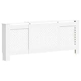 Favemtsl Adjustable Radiator Cover White MDF Wood Heater Cabinet Shelf for Living Room Home Decor