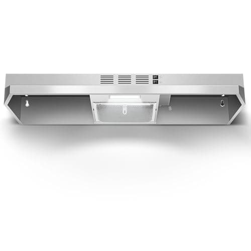 Zomagas Range Hood 36 inch Under Cabinet, Ducted/Ductless Kitchen Hood 280CFM, Stainless Steel Vent Hood with Rocker Button Control, Stove Hood with 2 Speeds Fan, Bright LED Light