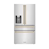 ZLINE Autograph 36 in. Counter-Depth Refrigerator with Bronze Traditional Handles (RFMZ-W-36-CB)
