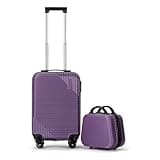 AGVOTK 20 Inch Carry On Luggage Set with 14 Inch Cosmetic Case, Hardside Spinner Suitcase with 360° Wheels, Lightweight Travel Luggage (Purple)
