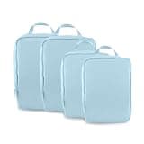 Blue Nest 4 Set Compression Packing Cubes, Expandable Travel Organizer Bags, Water-Repellent Nylon, Space-Saving Luggage Set for Suitcase, Carry-on, Home Storage (4, Pale Blue, Compress)