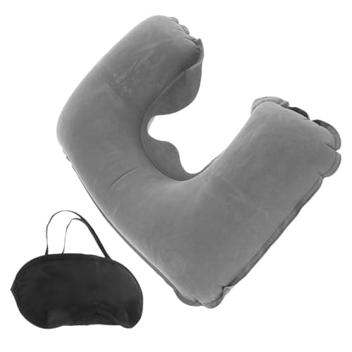 Healeved Inflatable Neck Pillow Travel Set with Eye Mask U-Shaped Airplane Travel Pillow for Comfortable Sleep for Plane and Train