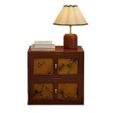 Medieval Style Nightstand Wood Bedside Table Retro Design with Double-Deck Drawers Storage Artistic Storage Cabinet Lightweight(Brown)