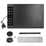 Graphics Drawing Tablet with 8192 Levels Pressure Sensitivity, 233PPS Report Rate and 5080 LPI Resolution, Electromagnetic Pen for Digital Art on Desktop Laptop Android