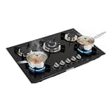 5 Burner Gas Cooktop Tempered Glass, NG/LPG Convertible Built-in Gas Hob
