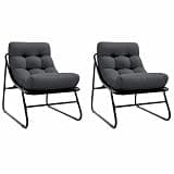 vidaXL Garden Recliner Chairs Set of 2 with Cushions Black 60 x 80 x 71 cm Steel