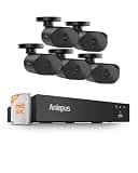 Anlapus 4K 8MP Home Security Camera System, 8 Channel H.265+ DVR with 1TB HDD, 5 x Wired CCTV Cameras Outdoor Indoor, AI Human Vehicle Detection, Audio Recording, 80ft Night Vision, Remote Access