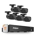 Anlapus 4K 8MP Home Security Camera System, 8 Channel H.265+ DVR with 1TB HDD, 5 x Wired CCTV Cameras Outdoor Indoor, AI Human Vehicle Detection, Audio Recording, 80ft Night Vision, Remote Access