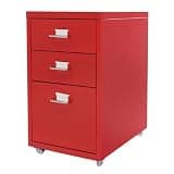 Diyauzpb 3 Drawer Locking Filing Cabinet with Wheels, Red Mobile Filing Cabinet with Label Slot, U-Shaped Handles, 11.02 lbs, Metal File Cabinet, Vertical File Cabinet for Home, Office