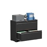 Topass Lateral File Cabinets with Lock, 2 Drawer Steel Wide Filing Organization Storage Cabinets, Steel File Cabinet for A4 Legal/Letter Size, Assembly Required (Black, 2 Drawer - 36" W)