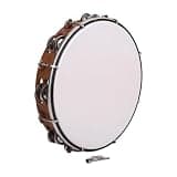 10inch Round Tambourine Drum Bells Double Row Metal Bells Tambourine Handheld Percussion Instrument for Party Small Hand Drum