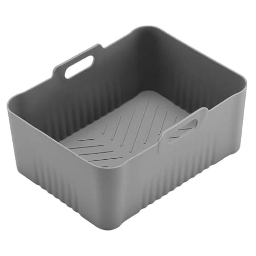 1-2pcs Air Fryer Silicone Liners，Compatible For Ninja，AF400EU、 AF451EU Reusable Air Fryer Silicone Basket Chicken Tray Airfryer Accessories(Grey-1pcs)