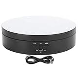 Yscryptoline 3 Speeds Electric Rotating Display Stand, 360 Degree Turntable Jewelry Holder with USB Charging, Mirror Surface ABS Material for Jewelry Watches Cosmetics Display (Black)