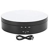 3 Speeds Electric Rotating Display Stand, 360 Degree Turntable Jewelry Holder, USB Charging Mirror Surface Turntable for Jewelry Watches Cosmetics with 4 Angle Adjustment (Black)