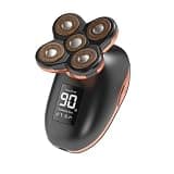 ARTSEWPLY Electric Rotary Shaver Abs Material, Smooth Shaving USB Rechargeable 5-Head Black with LCD Display Skin-Friendly, Portable Bald Head Razor for Men for Wet and Dry Use