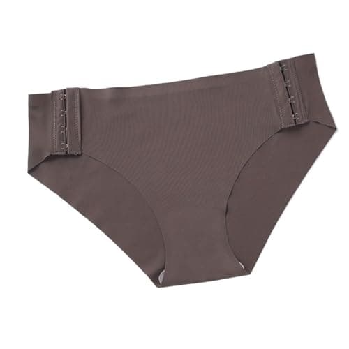 dDanke Women's Side Hook Bikini Panties Seamless Mid Waist Underwear No Show Soft Briefs Cotton Crotch (X-Large) Brown