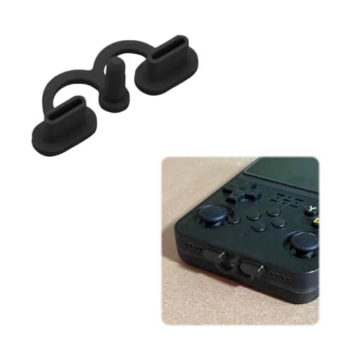 USB-C Dust Plug Compatible with R36S / K36S Handheld Consoles, Flexible TPU Dual-Port Anti-Dust Protector Cover (Black)