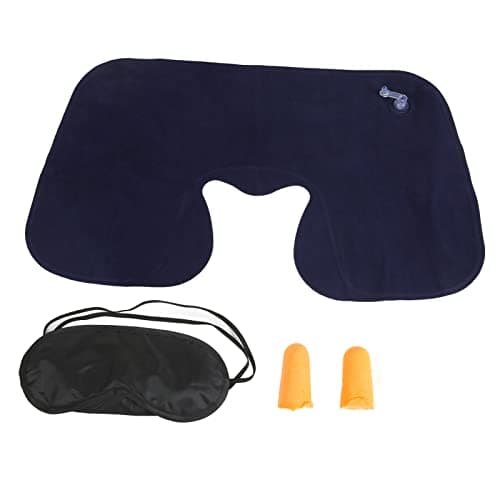 Topyond Inflatable Neck Pillow with Eye Cover and Earplugs Relieve Fatigue, Travel Neck Pillow for Planes Cars Trains Travel