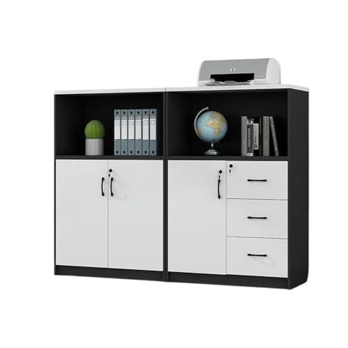 YUHUAWF File Cabinets Wooden Short File Cabinet with Three Doors Cabinets Office Data Sundry Storage File Storage Cabinets