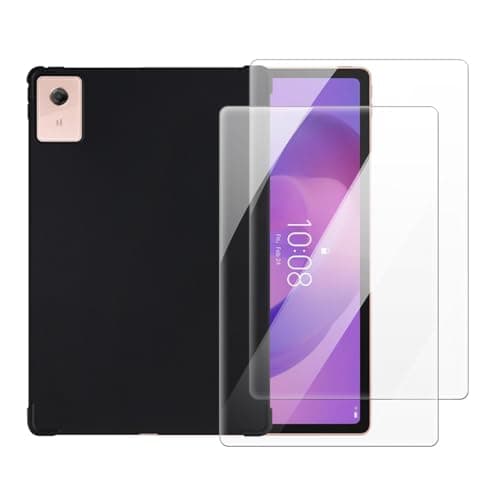 OAGELIM 2 in 1 Case and Screen Protector Compatible with Lenovo Idea Tab Plus 12.1 2025 Protective Cover with Tempered Glass Film(Black)
