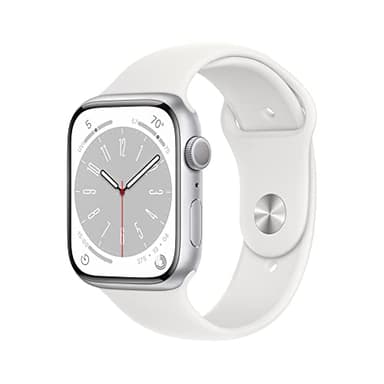 Apple Watch Series 8 [GPS, 45mm] - Silver Aluminum Case with White Sport Band, S/M (Renewed)