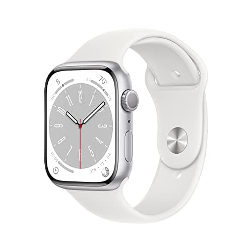 Apple Watch Series 8 [GPS, 45mm] - Silver Aluminum Case with White Sport Band, S/M (Renewed)