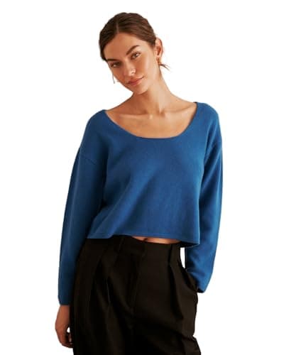 NAADAM, Luxe 100% Cashmere Reversible Boatneck Sweater, Cobalt Blue, XL