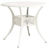KLGBNCVE Cast Aluminum Patio Table 35.4x35.4x29.1 Inches Outdoor Tea Table with Umbrella Hole for Drinks and Food