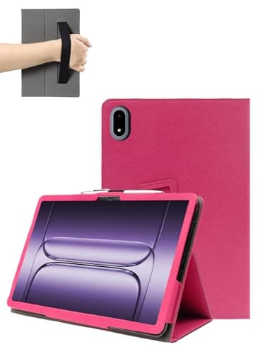 for OnePlus Pad 3 (13.2 Inch) Android Tablet Protective case, Shockproof Lightweight PU Protective Cover with Stand, Wristband Strap Magnetic Flip Design, Business & Travel Friendly, Rose red.