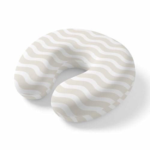 Yaiikkvbaa Cream Moire Neck Pillow Memory Foam U Shaped Travel Pillow, Water Ripple Stripe Farmhouse Neck Support Pillows Decorative Headrest Cushion for Airplane Sleeping Car Office
