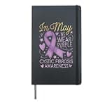 In May We Wear Purple Cystic Fibrosis Awareness Hardcover Journal, Black