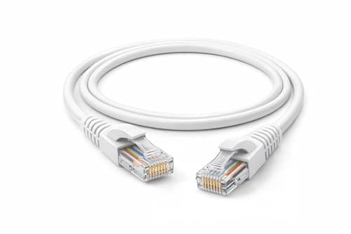 1 x 35 foot Cat5e Ethernet Cable White – High Speed 1Gbps Internet LAN Network Cable, Snagless RJ45 Patch Lead, UV Resistant, Flexible, PoE Compatible for Router, PC, Server, Modem, Gaming Consoles