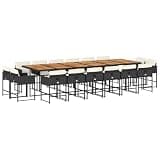 Makastle 17-Piece Patio Dining Set, Black, 129.9" x 41.7" x 28.7", Rectangular, Assembly Required
