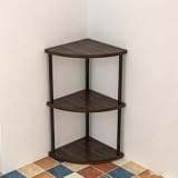 Wooden Corner Shelf, 3 Tiers, Multi-Layer Storage Cabinet, Sideboard, Gap Storage, Rounded Corners, Open Rack, Shelf, Storage Shelf, Bookshelf, Corner Shelf for Living Room(5 Tiers)(D,3)